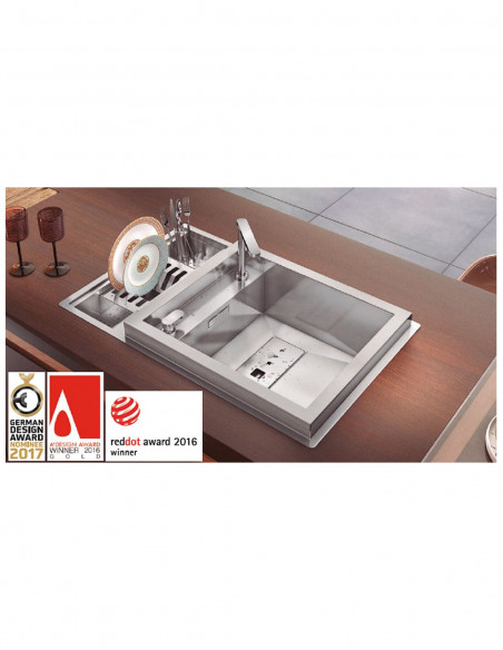 Évier de cuisine à un bac avec robinet intégré modèle Invictus par Rodi 3