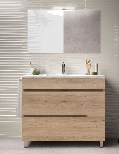 Meuble de salle de bain FENRIR avec plan vasque et miroir Sable
