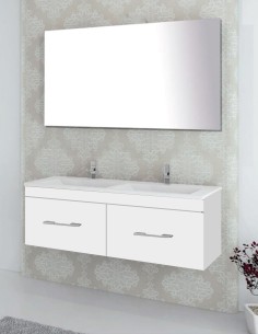 Meuble de salle de bain suspendu BRAGI avec plan vasque et miroir Frêne tea 2