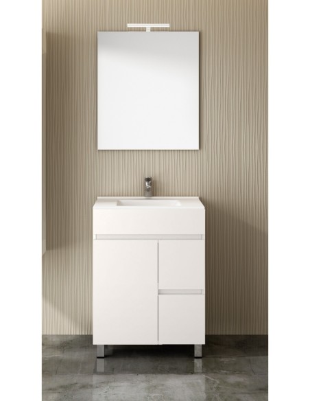 Meuble de salle de bain VIDAR avec plan vasque et miroir 60cm blanc