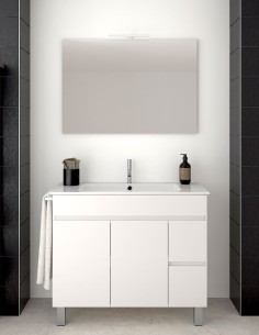 Meuble de salle de bain VIDAR avec plan vasque et miroir sable 2