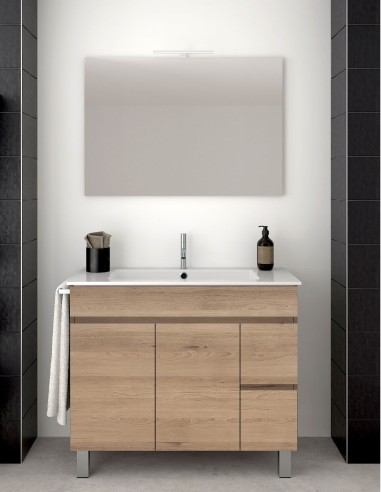 Meuble de salle de bain VIDAR avec plan vasque et miroir sable