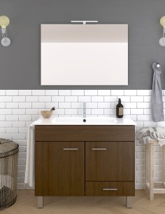 Meuble de salle de bain THOR avec plan vasque et chêne evasion