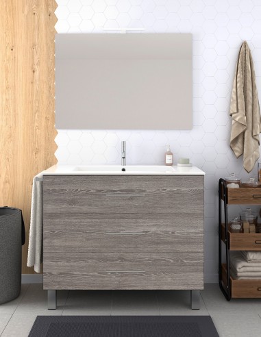 Meuble de salle de bain VÁLI avec trois tiroirs chêne smoky