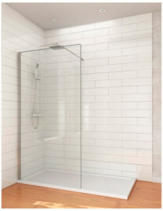 Paroi de douche walk-in avec barre de stabilisation transparent
