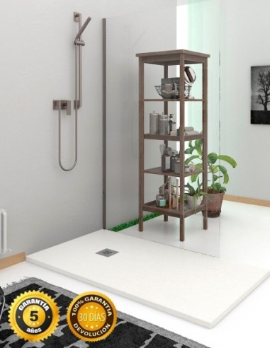 Receveur de douche en Résine extra-plat. Texture Ardoise. 70x110Cm Blanc