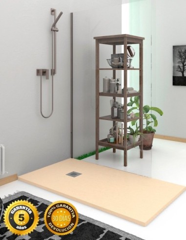 Receveur de douche en Résine extra-plat. Texture Ardoise. 80x160Cm Beige