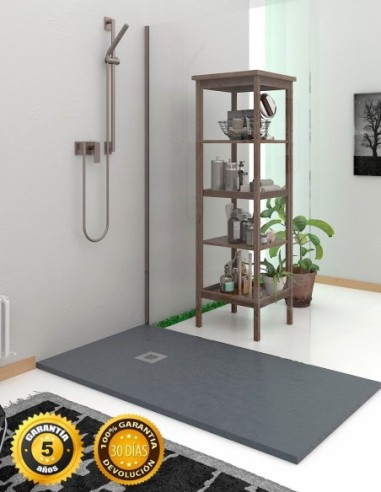 Receveur de douche en Résine extra-plat. Texture Ardoise. 100x160Cm Gris ardoise