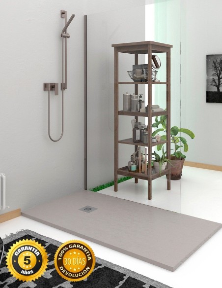 Receveur de douche en Résine extra-plat. Texture Ardoise. 90x110Cm Gris béton