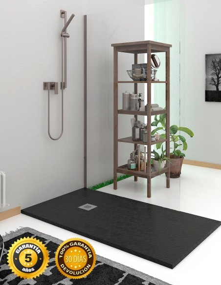Receveur de douche en Résine extra-plat. Texture Ardoise. 70x160Cm Noir