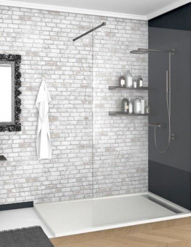 Receveur de douche en Résine avec cadre. Texture Ardoise. Blanc