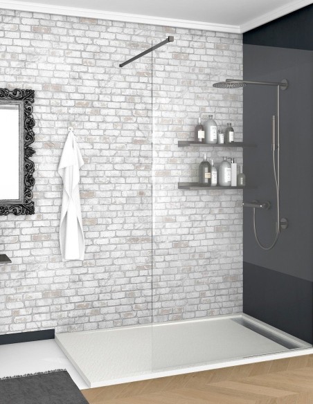 Receveur de douche en Résine avec cadre. Texture Ardoise. Blanc