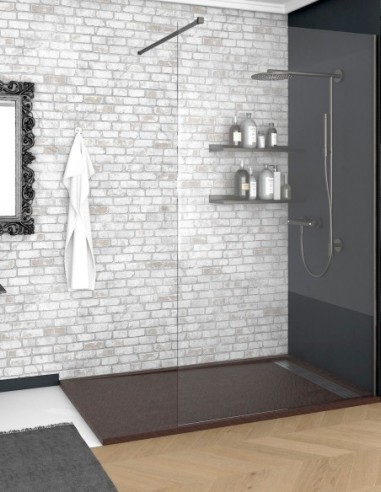 Receveur de douche en Résine avec cadre. Texture Ardoise. Marron chocolat