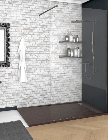 Receveur de douche en Résine avec cadre. Texture Ardoise. Marron chocolat
