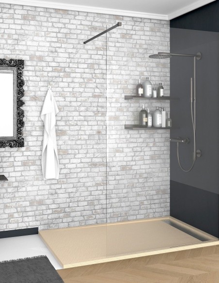Receveur de douche en Résine avec cadre. Texture Ardoise. Beige