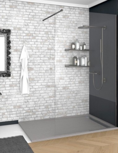 Receveur de douche en Résine avec cadre. Texture Ardoise. Gris béton