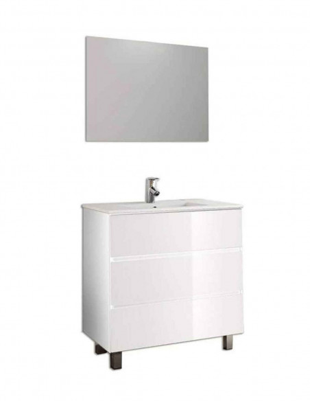 Meuble de salle de bain BALDER avec miroir et lavabo 75 cm Blanc