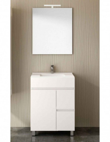 Meuble de salle de bain VIDAR avec miroir et lavabo 60 cm Blanc