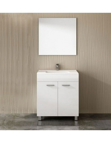 Meuble de salle de bains ULL avec plan vasque et miroir Blanc
