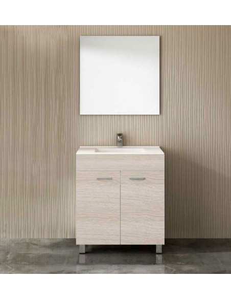 Meuble de salle de bains ULL avec plan vasque et miroir Sable