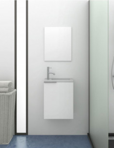 Petite meuble de salle de bains moderne Kompact avec lavabo en résine SOLID SURFACE avec charge minérale Chêne Sinatra 2