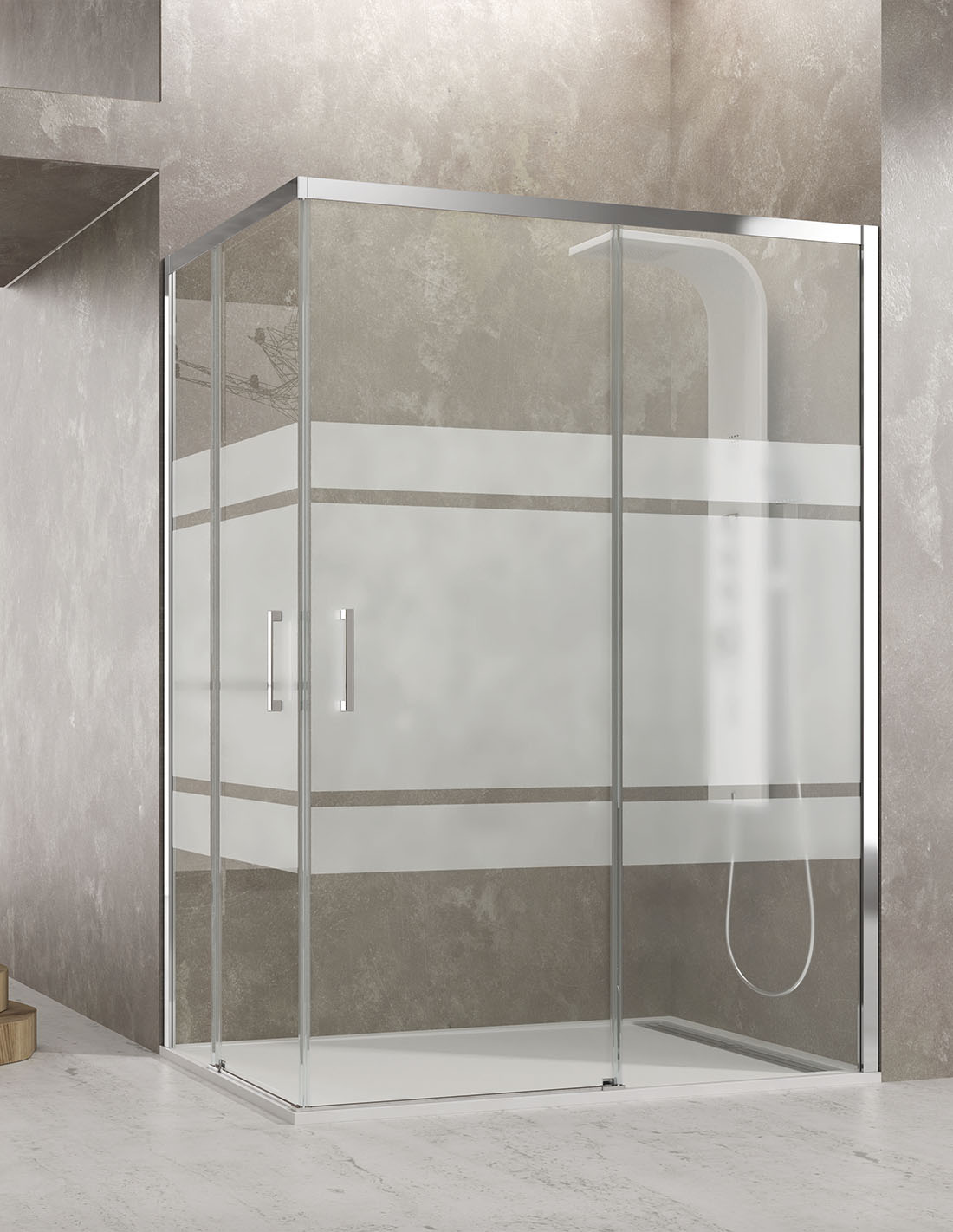 Paroi de douche CEOS angulaire 2+2 sans profilé inférieur 70x70 cm Verre Transparent