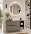 Meuble de salle de bain ZEUS avec plan de toilette en bois et vasque à poser
