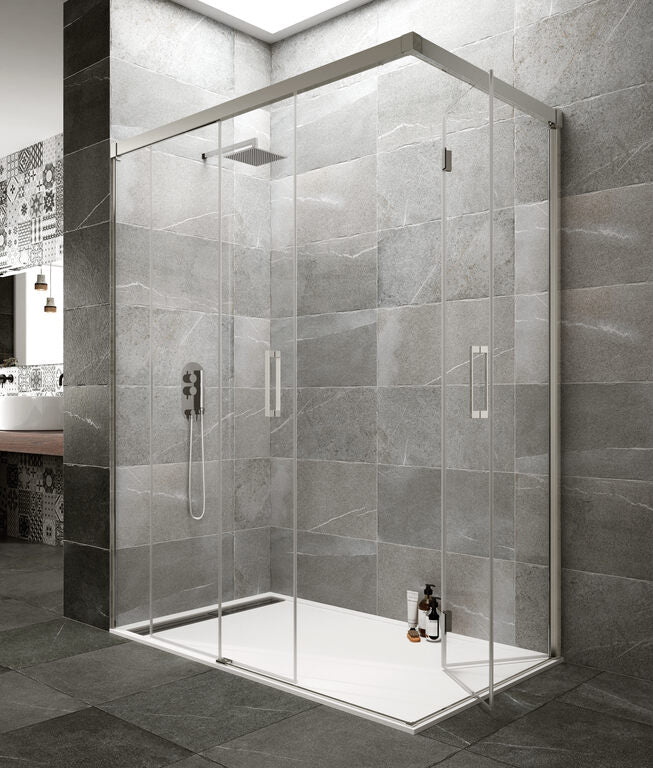 Paroi de douche fixe + porte coulissante et pliante TANDEM
