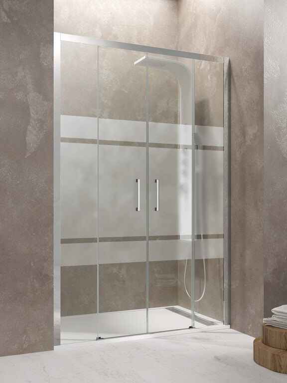 Paroi de douche frontale 2 fixes + 2 coulissantes AKTUAL