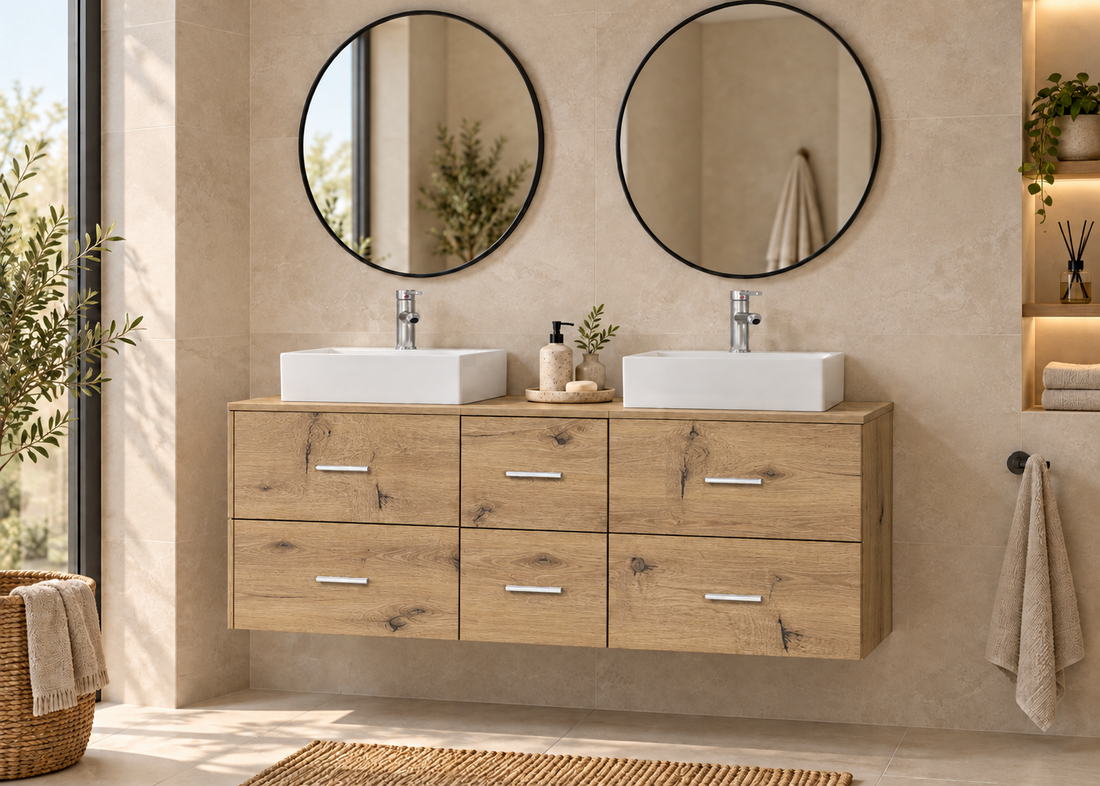Meuble de salle de bain MILOS 121 cm avec 2 vasques LIBRA