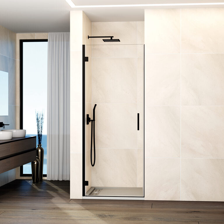 Paroi de douche frontale rabattable avec fermeture magnétique 1 porte VERRE