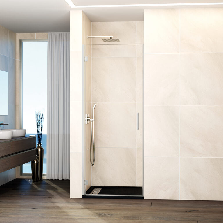 Paroi de douche frontale rabattable avec fermeture magnétique 1 porte VERRE