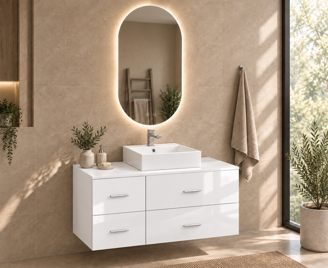 Meuble de salle de bain PAROS avec plan de toilette et vasque Libra à poser